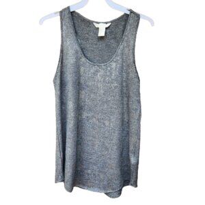 H&M Gray Dressy Knit Tank Top Metallic Accents Scoop Neck Sleeveless Blouse